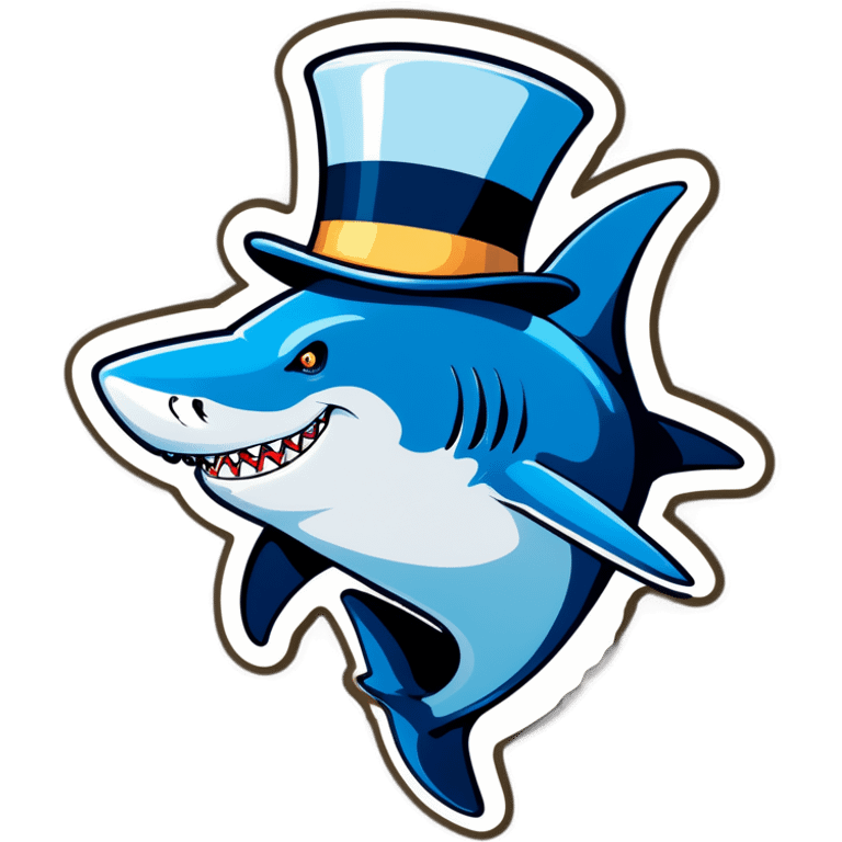 Shark with a top hat emoji