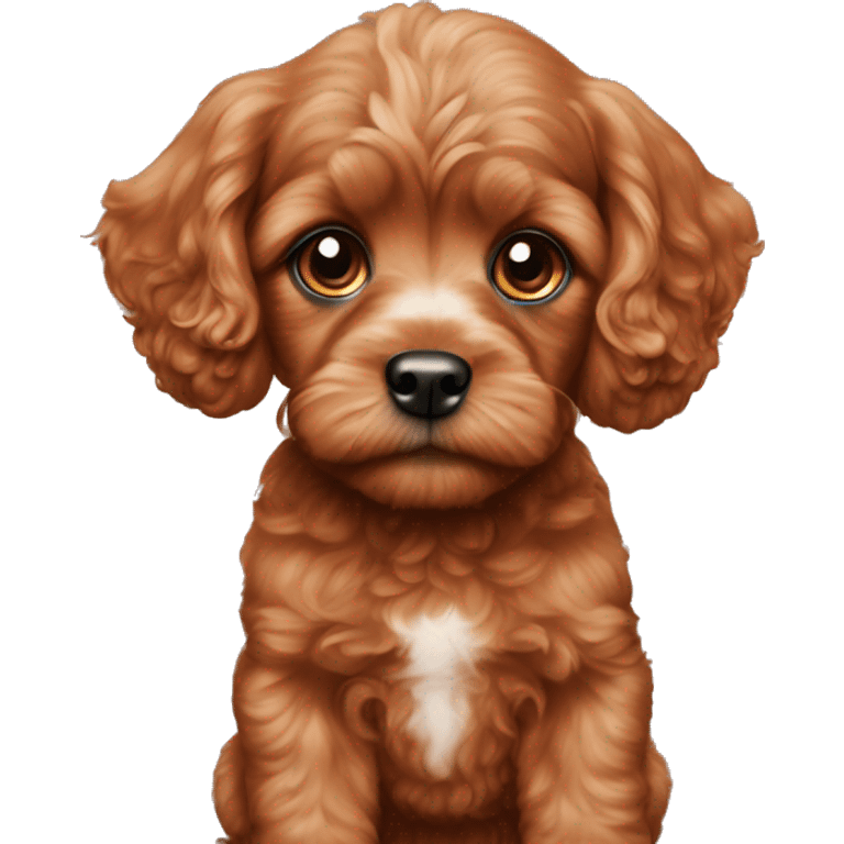 red cavapoo puppy with big black eyes  emoji