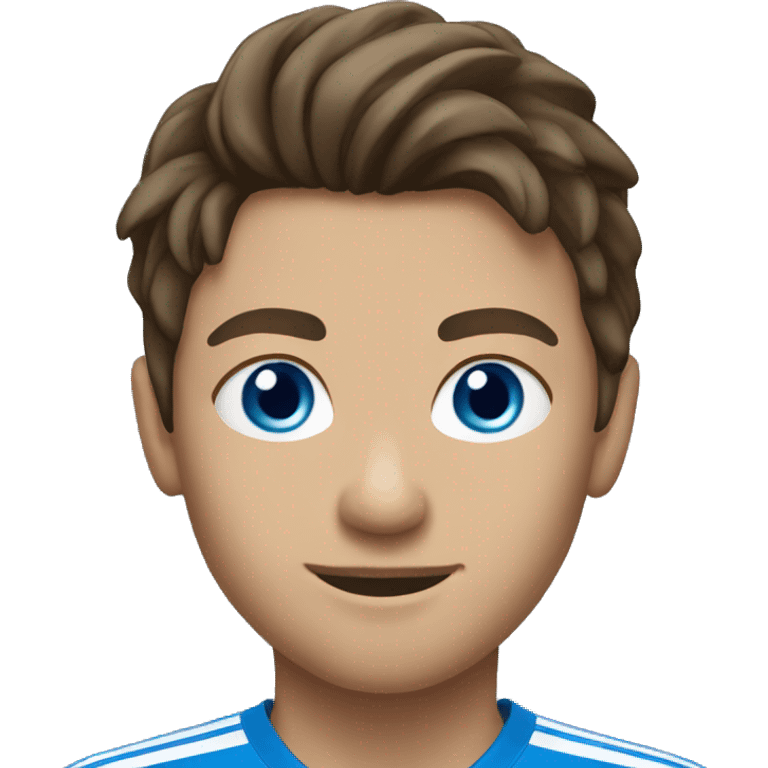 Brunette soccer player with blue eyes emoji