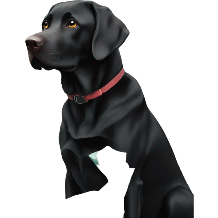 Black lab standing on garbage  emoji