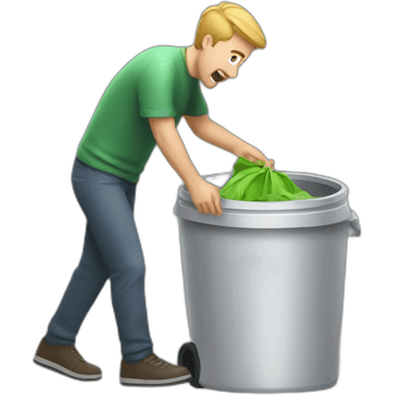 sketchy man throwing garbage into the trash can emoji