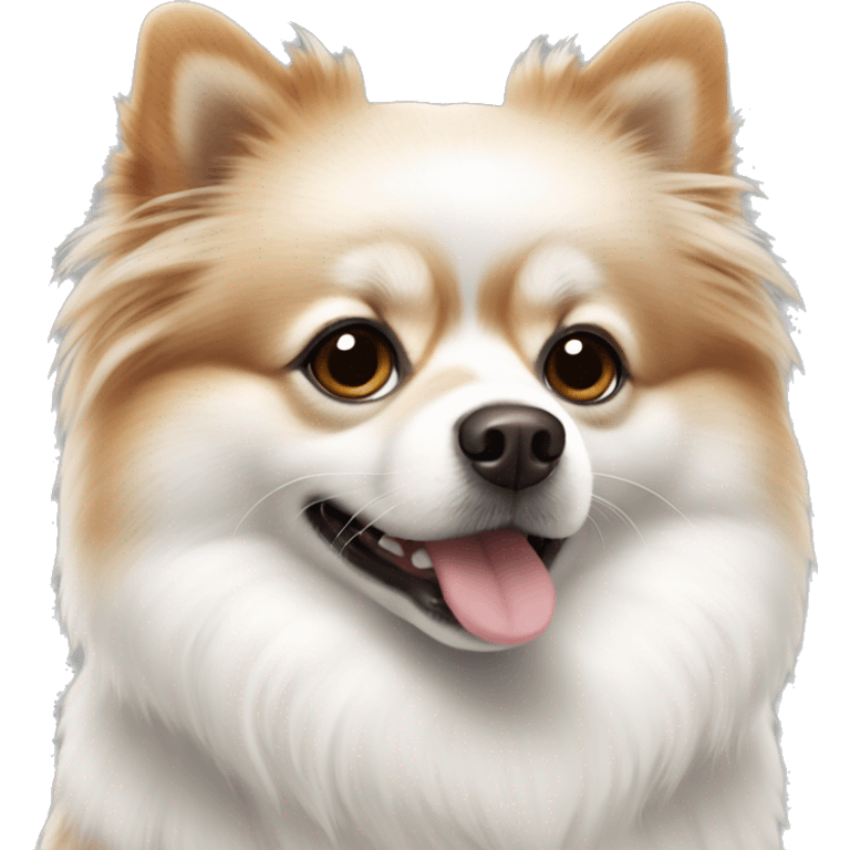 pomeranian white dog with brown and grey spots  emoji