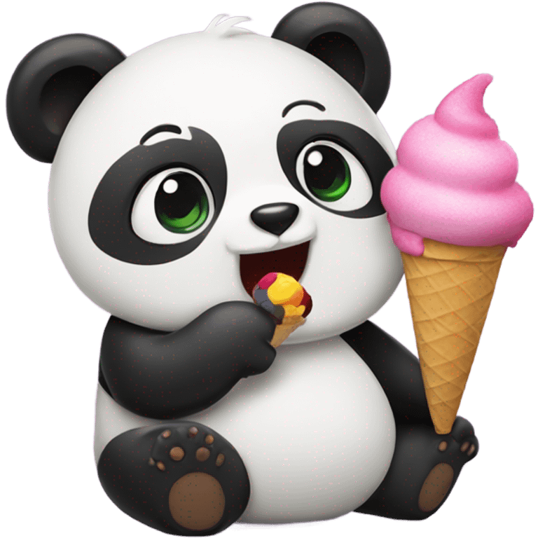 Panda eating ice cream emoji