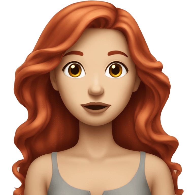 Red hair girl, with long hair, big lips emoji