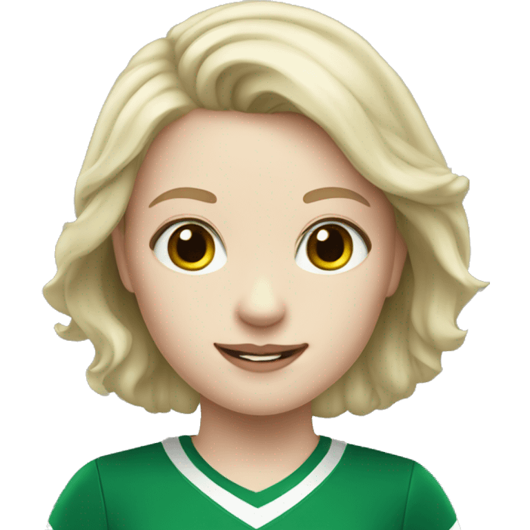 pale skin girl with green cheer uniform emoji