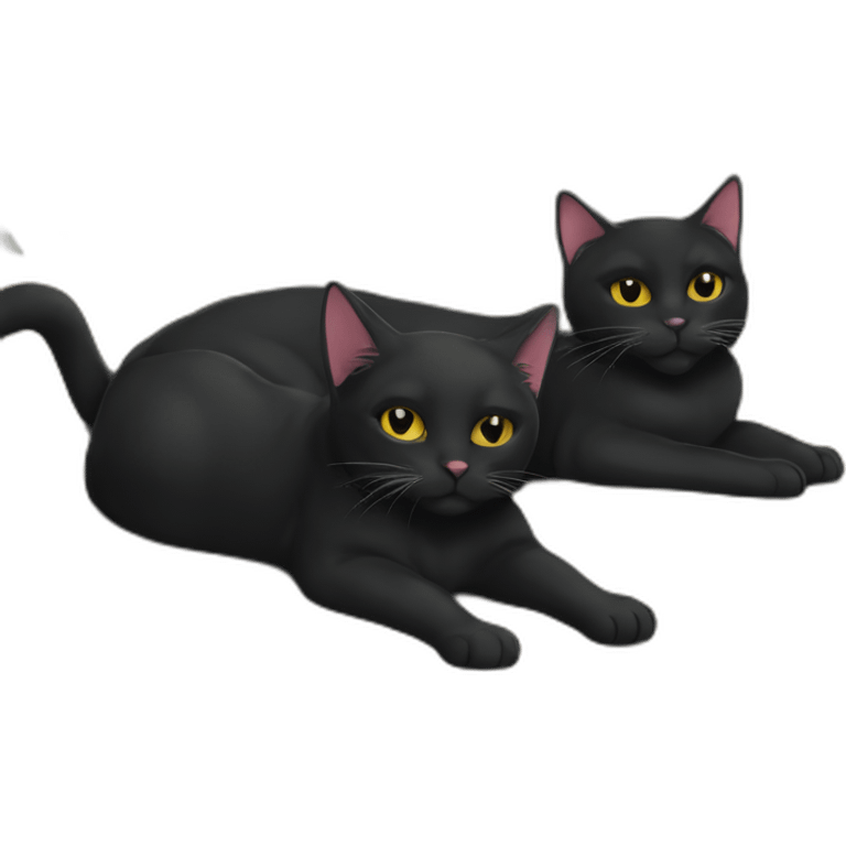 black cat and calcico cat chillinh emoji