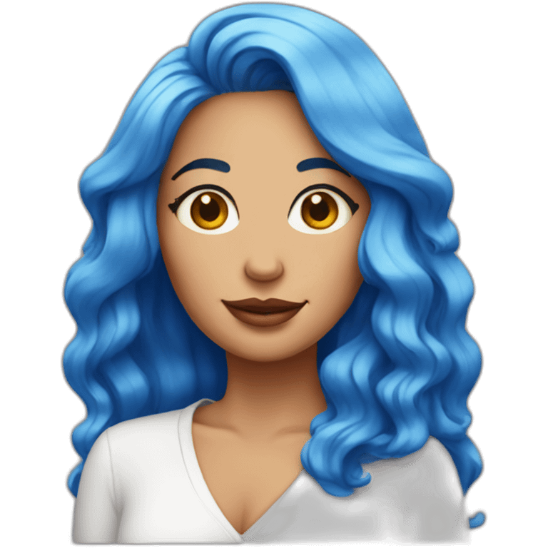 lady with blue hair and egg earrings emoji