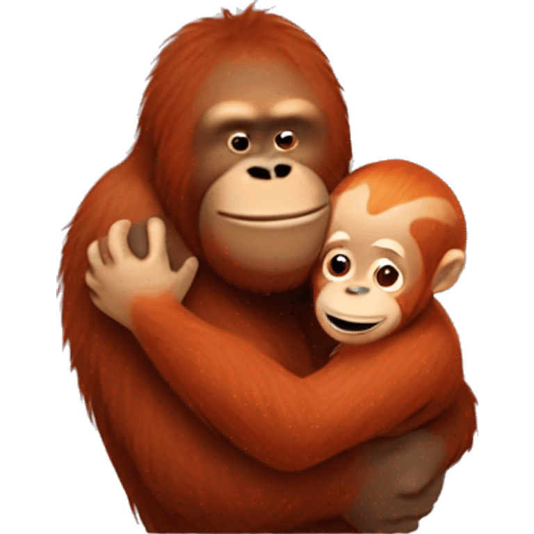 Orangutan hugging a ginger man  emoji