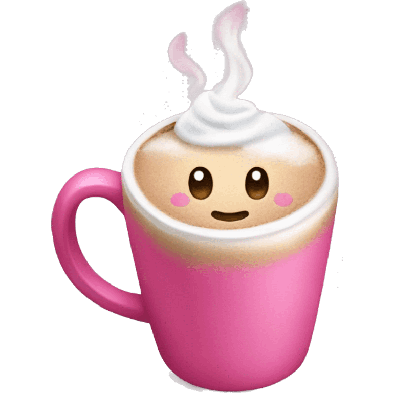 A pink coffee cup with hot coco in it emoji