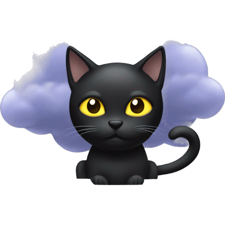 Black cat with storm cloud behind it emoji