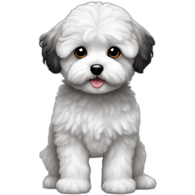 Maltipoo, half black and white emoji