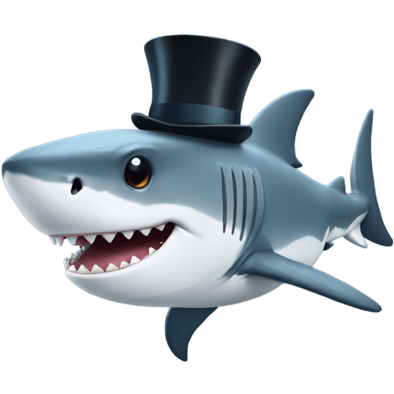 Shark with a top hat emoji