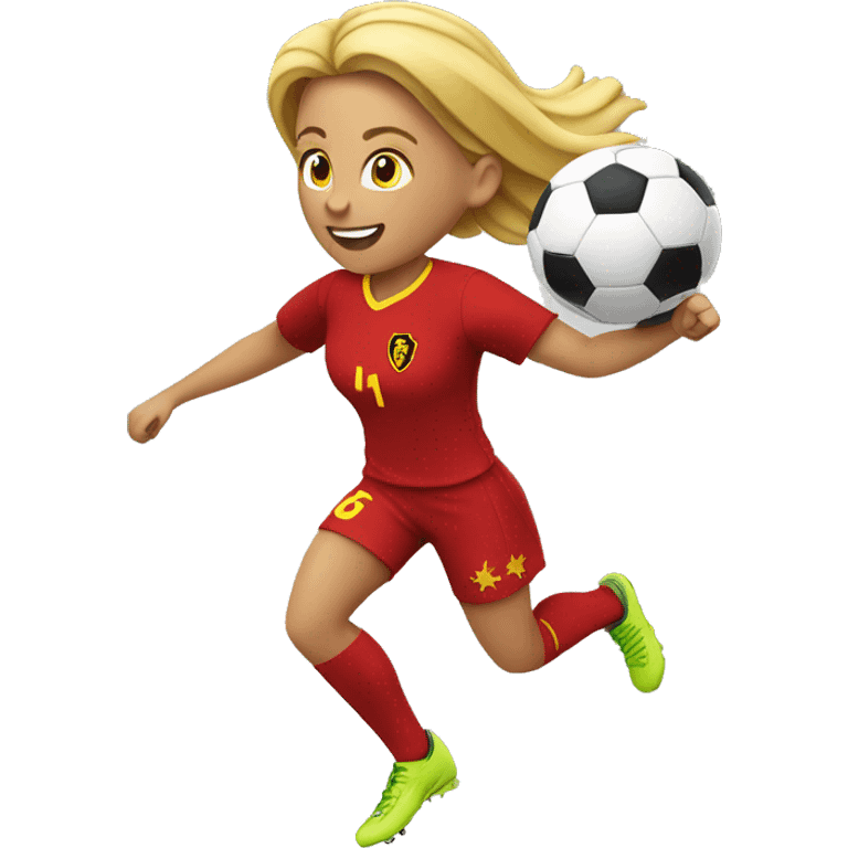 Belgian female soccer player jumping emoji