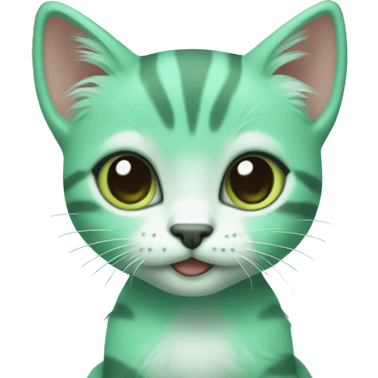 Green turquoise kitten emoji