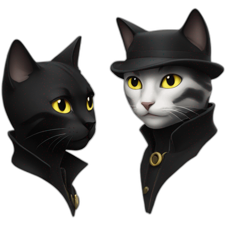 Chat noir et chat noir et blanc emoji