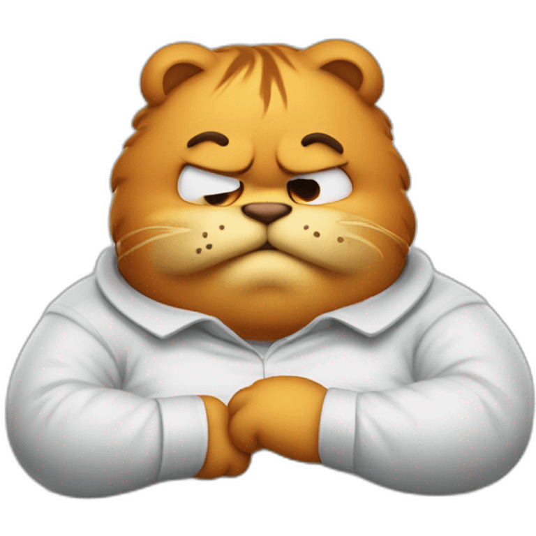 fat garfield eating looking busted emoji