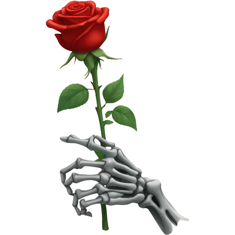 Skeleton hand holding a red rose emoji