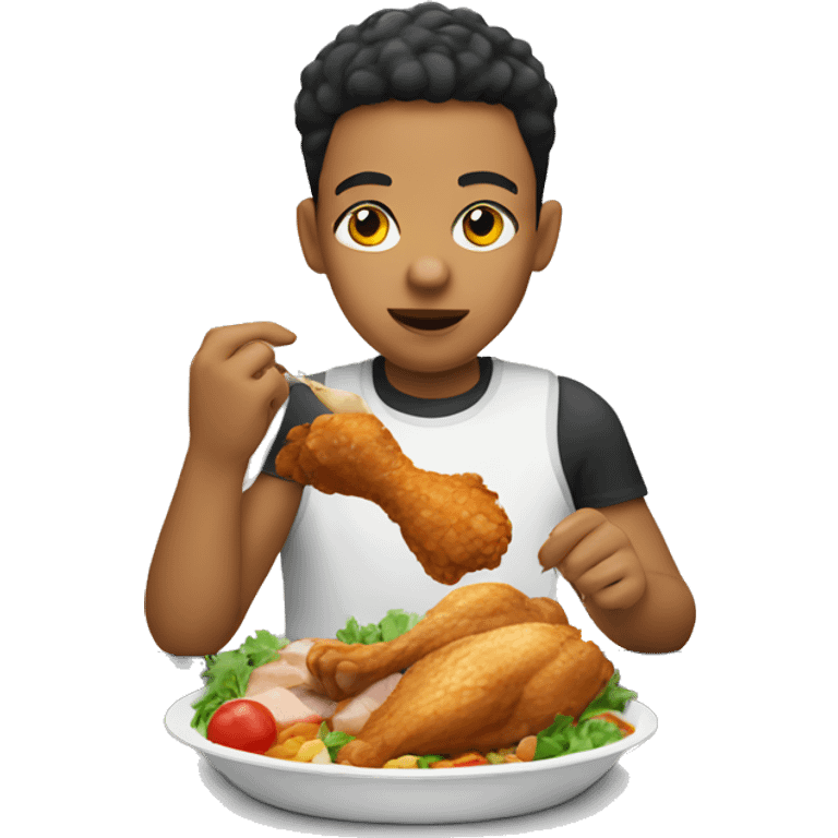 Mixed person eating chicken emoji