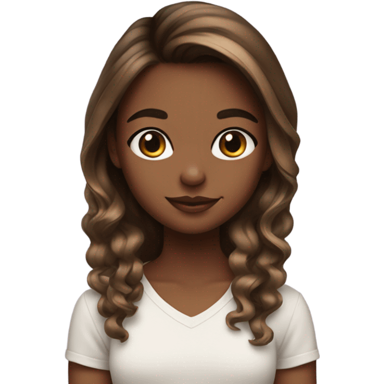 Girl with balayage brown emoji