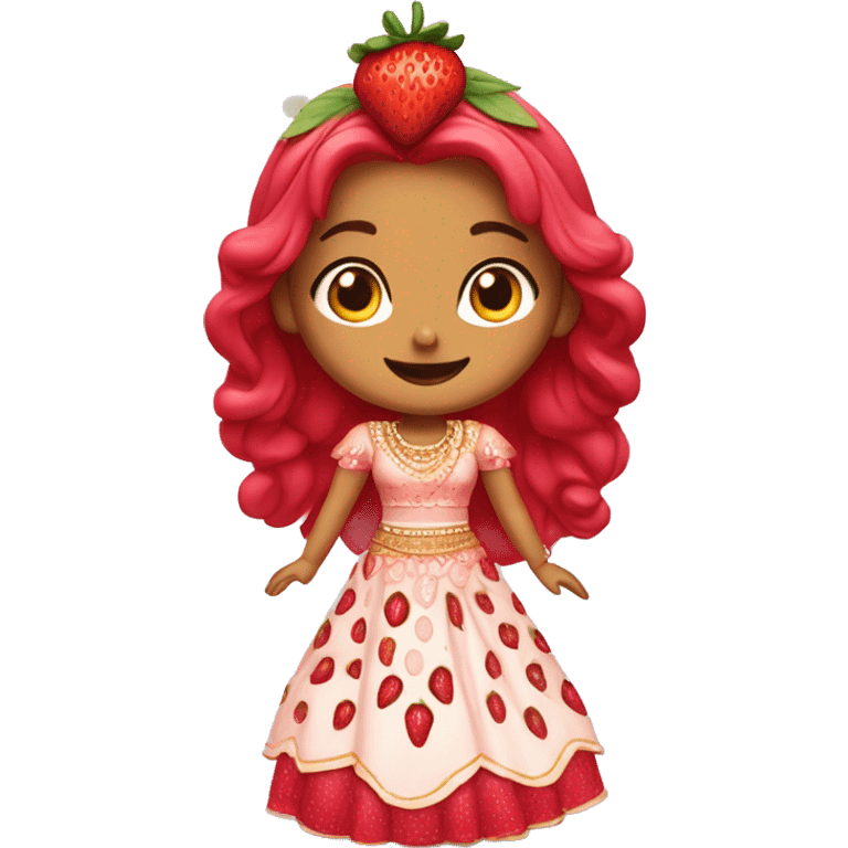 strawberry shortcake in a lehenga  emoji