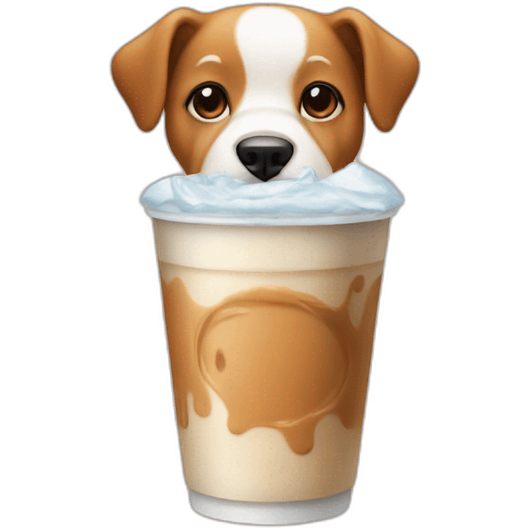 dog holding iced latte emoji