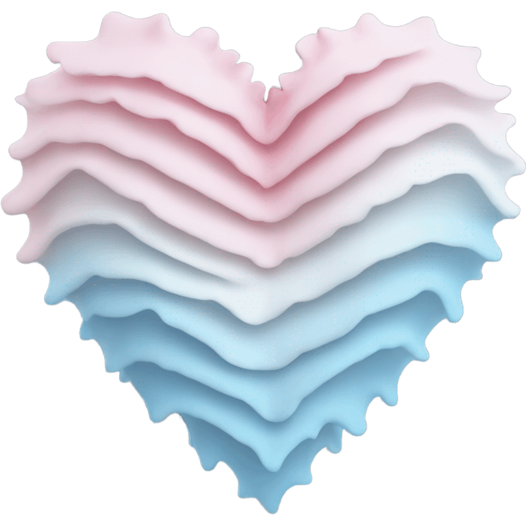 Light blue, light pink, and white ruffled heart emoji