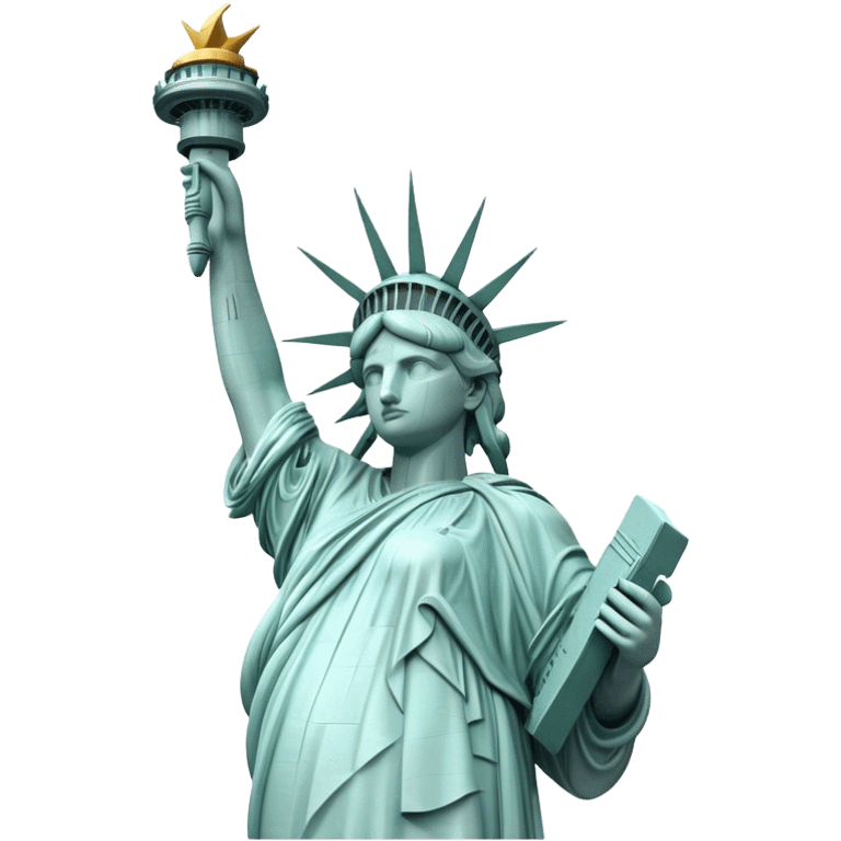 Cinematic Realistic Statue of Liberty Landmark Emoji, depicted with the iconic, majestic statue set against a clear sky rendered with detailed textures and dramatic, symbolic lighting. emoji