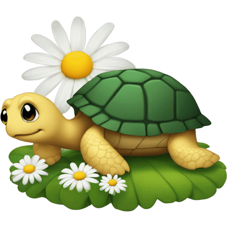 turtle with daisy emoji