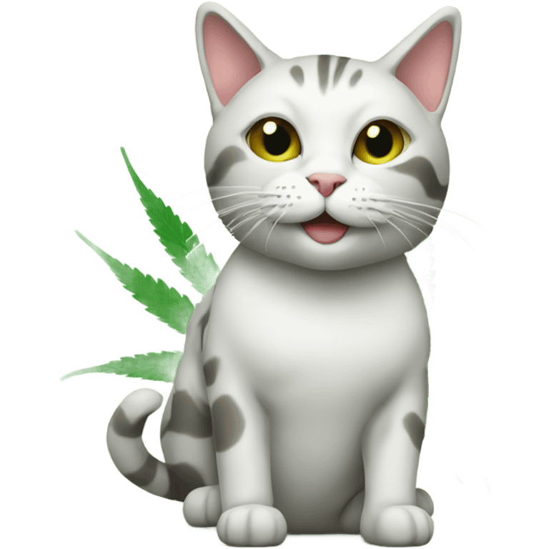 cat with cannabis leaf emoji