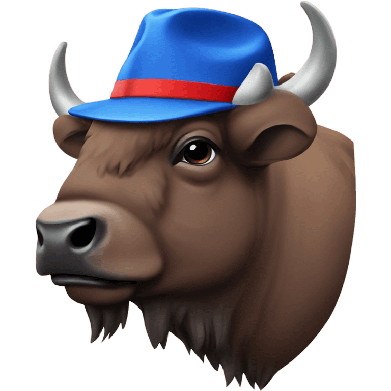 Bison with a blue hat red striped  emoji