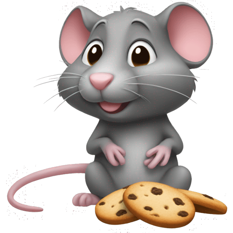 A rat in paws with cookies emoji