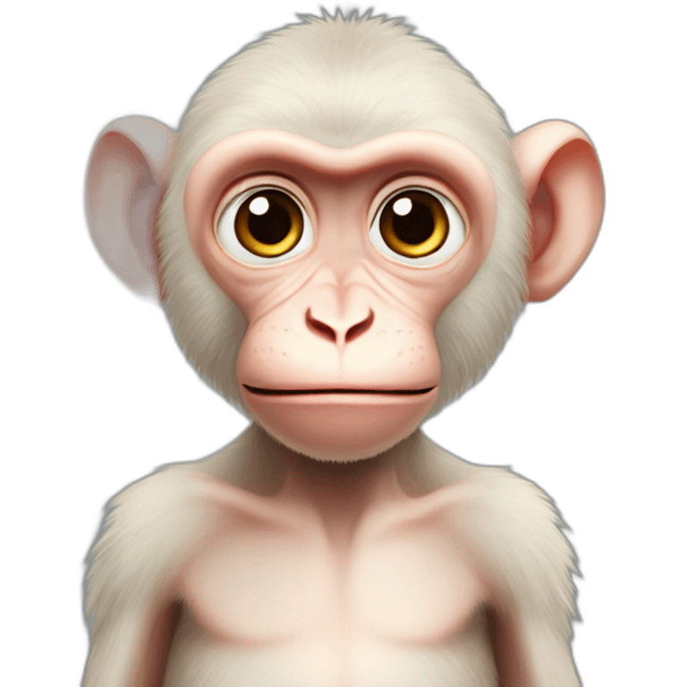 Macaque albinos avec les yeux rouge emoji