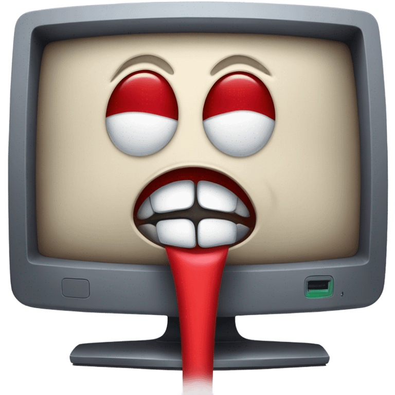 Mac computer with a face and fever sick emoji