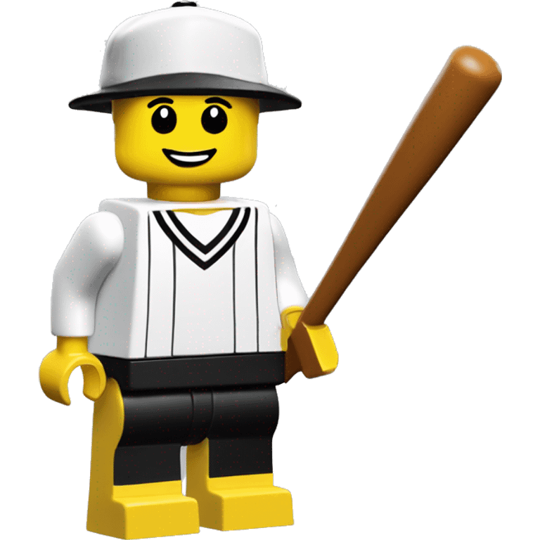 Yellow skin with a white t shirt and black pants Lego minifigure with a classic lego baseball cap emoji