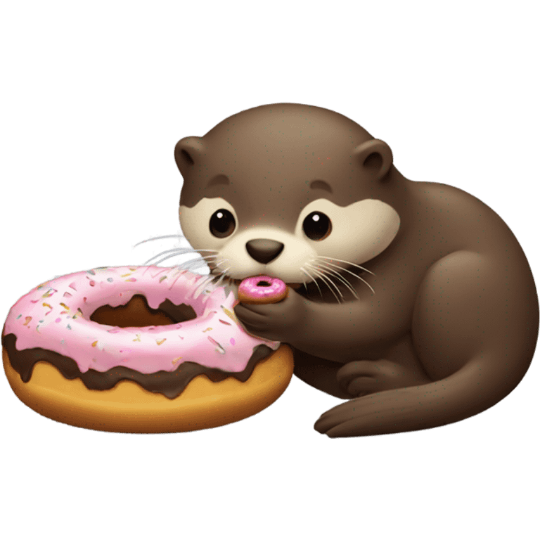 I see Otter eating a chocolate doughnut emoji