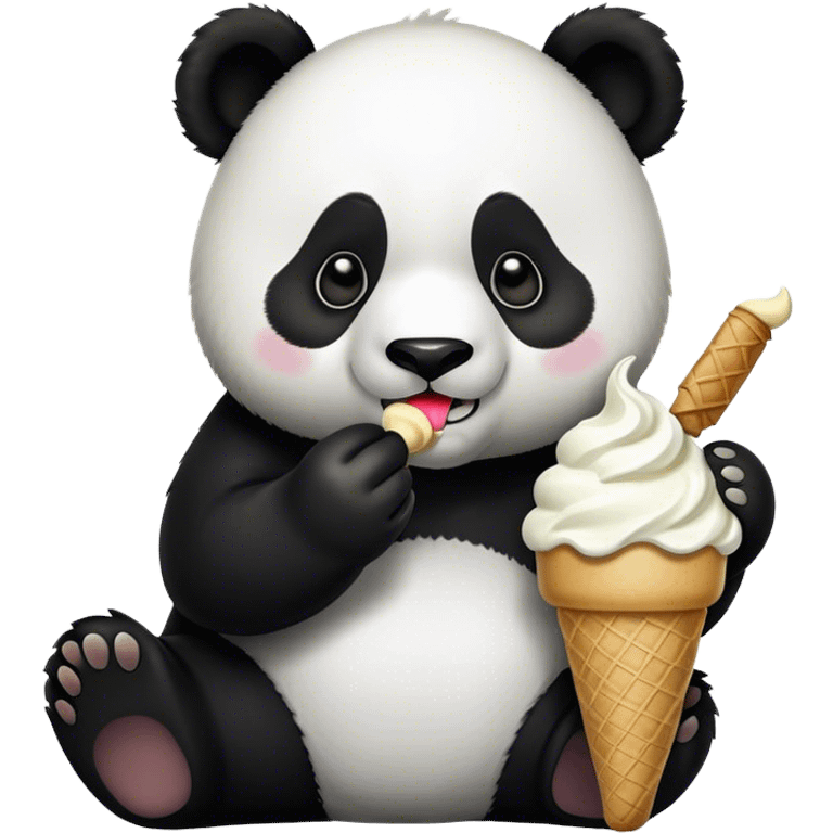 Panda eating ice cream emoji