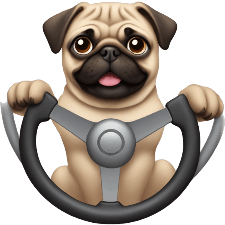 pug using a steering wheel  emoji