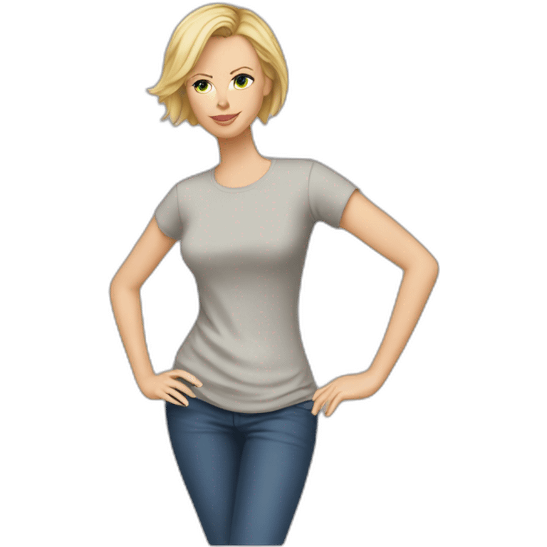 charlize theron wearing t-shirt emoji