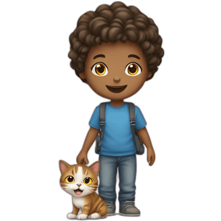 enfant avec chat emoji