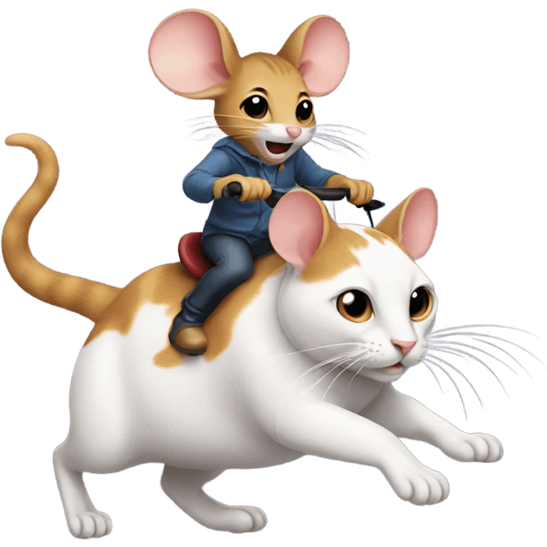 Mouse riding a cat emoji