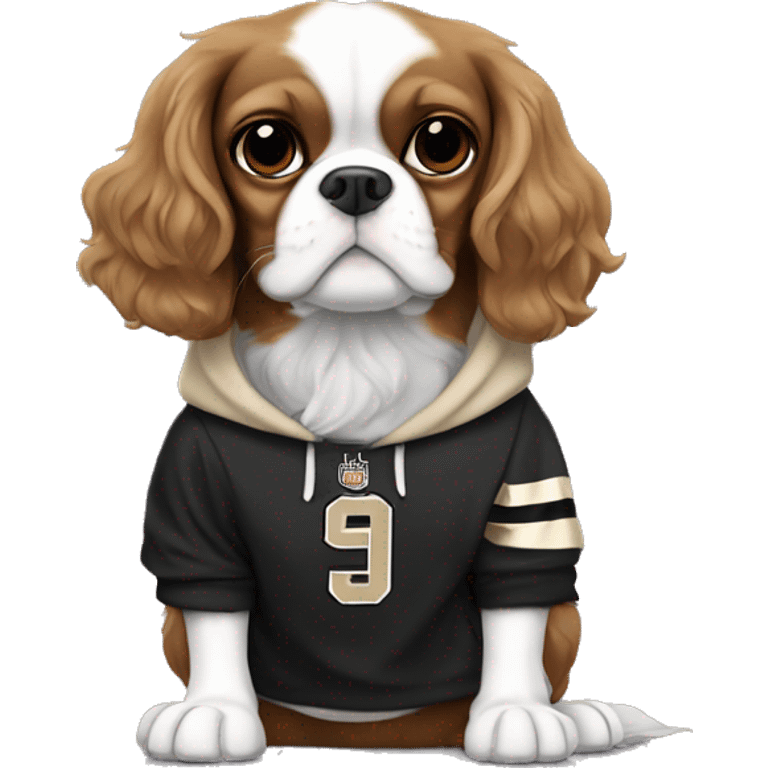 charles king spaniel dog wearing new orleans saints hoodie emoji