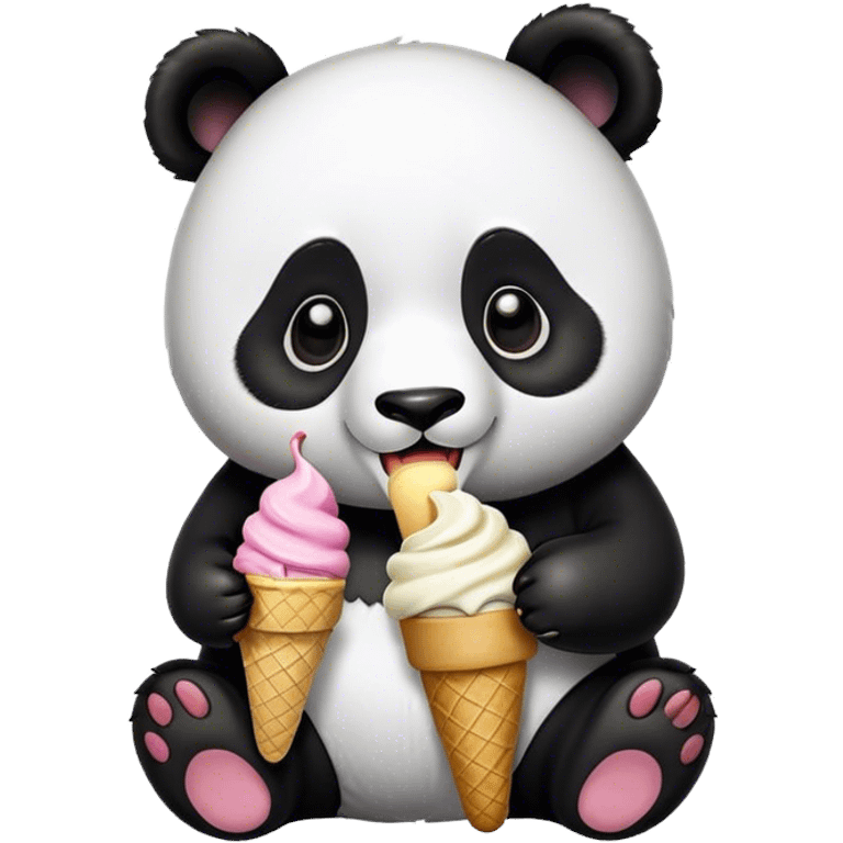 Panda eating ice cream emoji