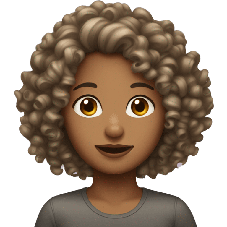 Curly hair girl tan skin emoji