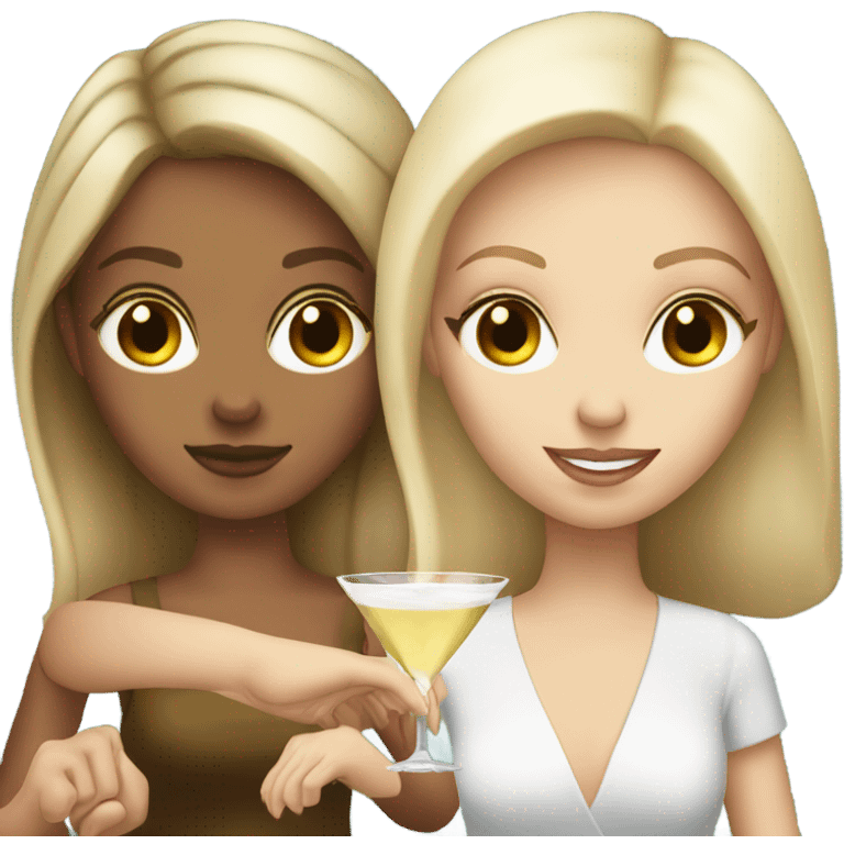 Blonde girl handing brunette white girl a martini emoji