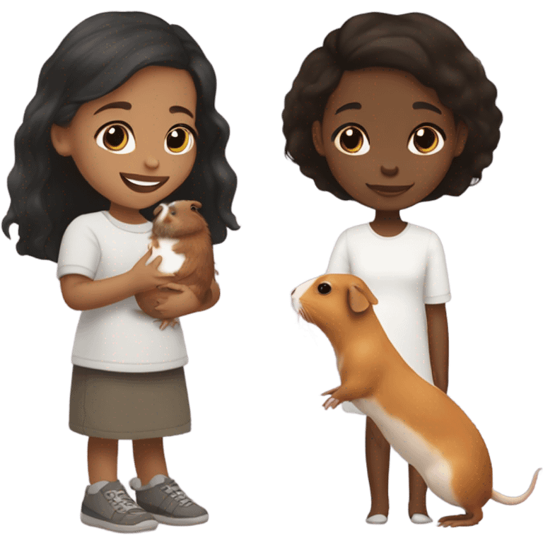 Black Little girl with lighter skin and dark brown hair Feeding a Guinea pig emoji