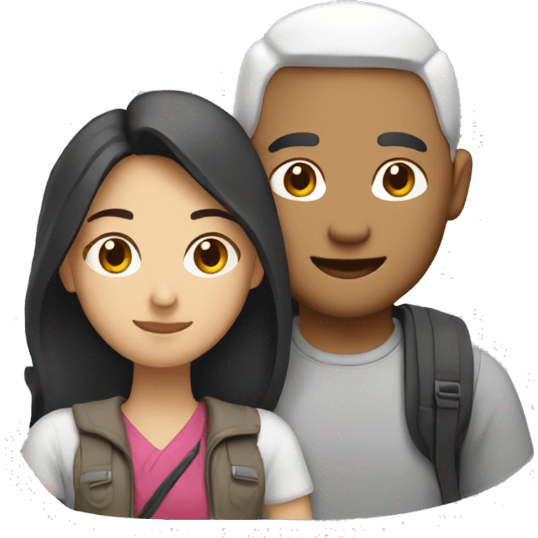 A half white half Asian couple traveling  emoji