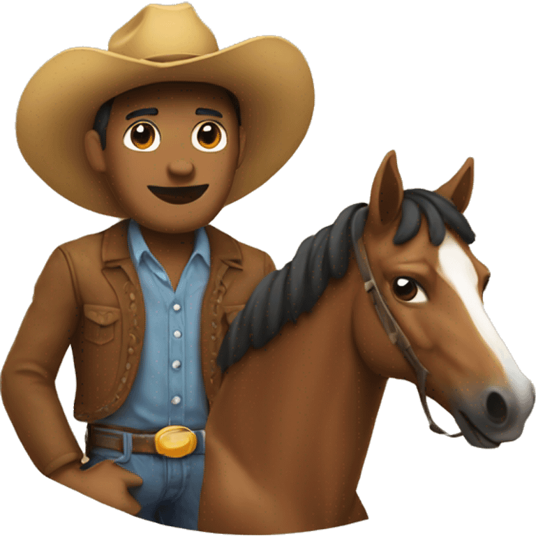 Man with a horse and a side cowboy hat emoji