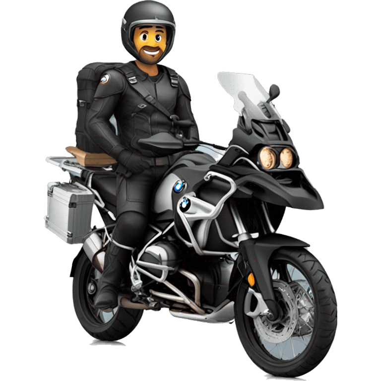 male dark hair with helmet and bmw gs 1250 adventure inblack emoji