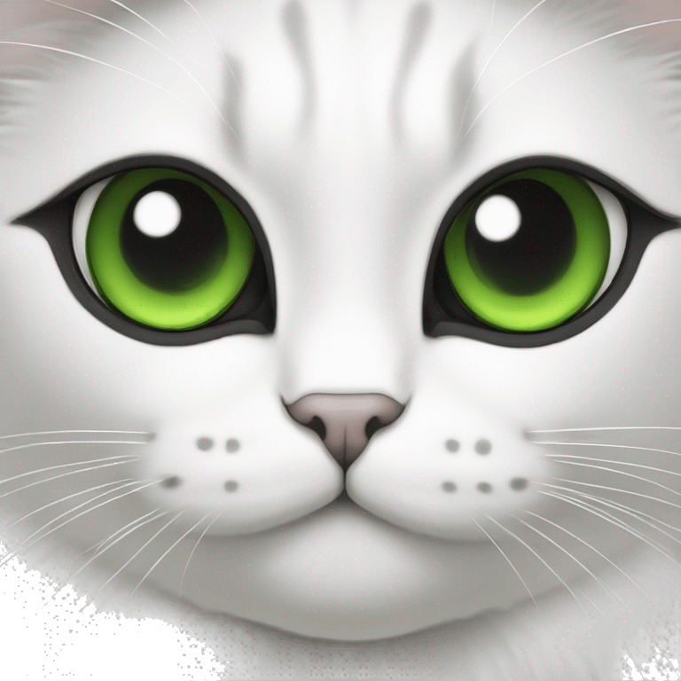 Chat blanc et noir avec des yeux verts emoji