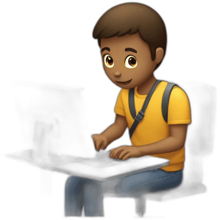 student typing on computer emoji